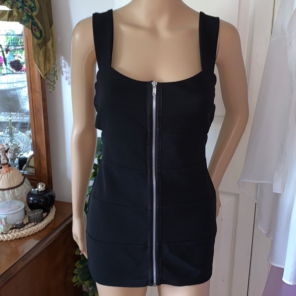 black zipper front cut out sides wide strap tunic tank top S M - Picture 10 of 16